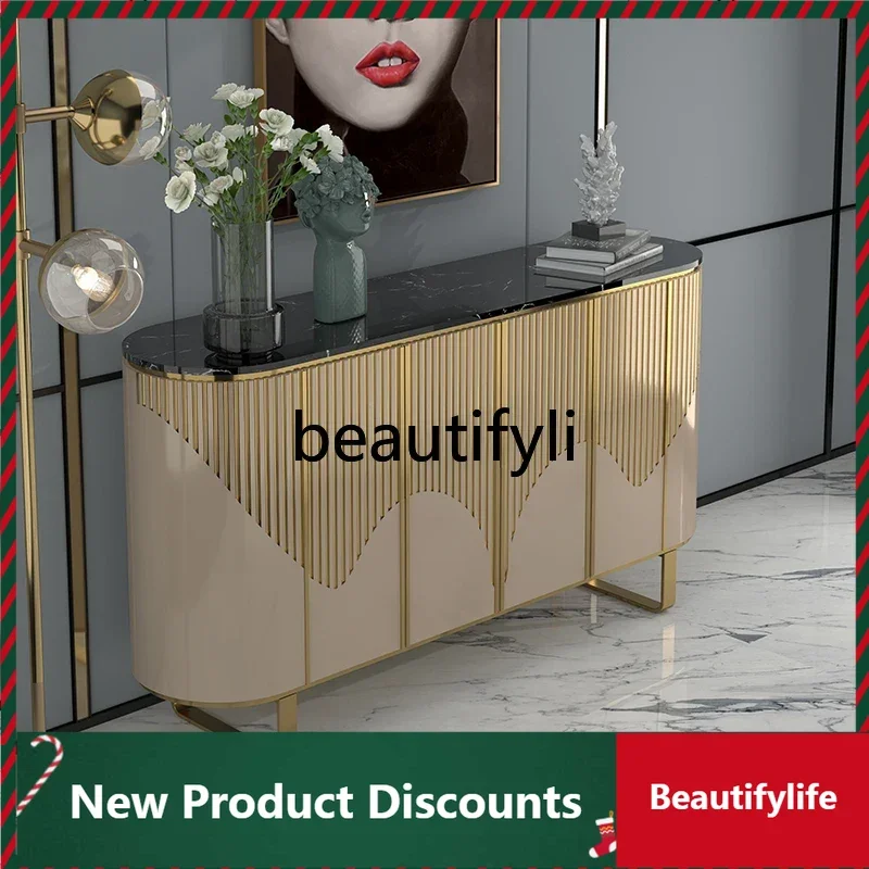 Modern simple side cabinet light luxury solid wood porch cabinet small size integrated marble against the wall D80 
Modern simple side cabinet light luxury solid wood porch cabinet small size integrated marble against the wall D80