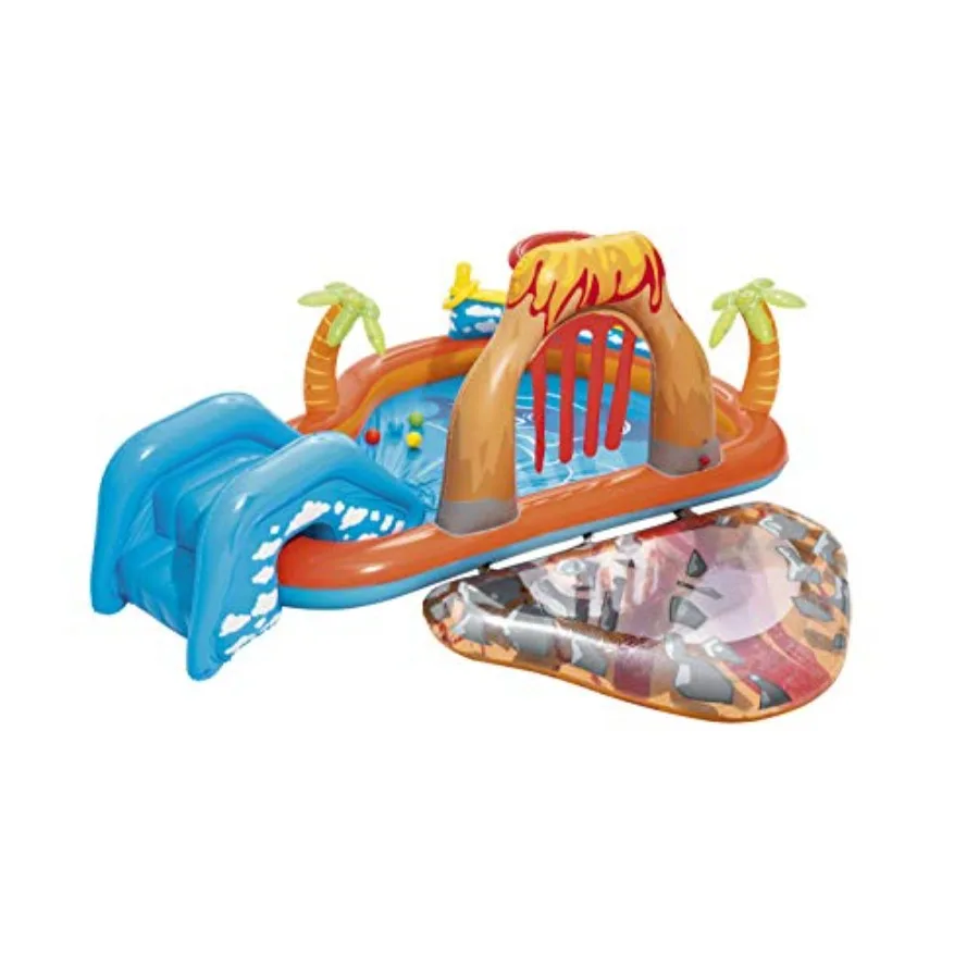 Lava Inflatable Play Center for outdoor use, PVC material, red-orange color, includes play balls, ball ramp, ring toss game, an
Lava Inflatable Play Center for outdoor use, PVC material, red-orange color, includes play balls, ball ramp, ring toss game, an
