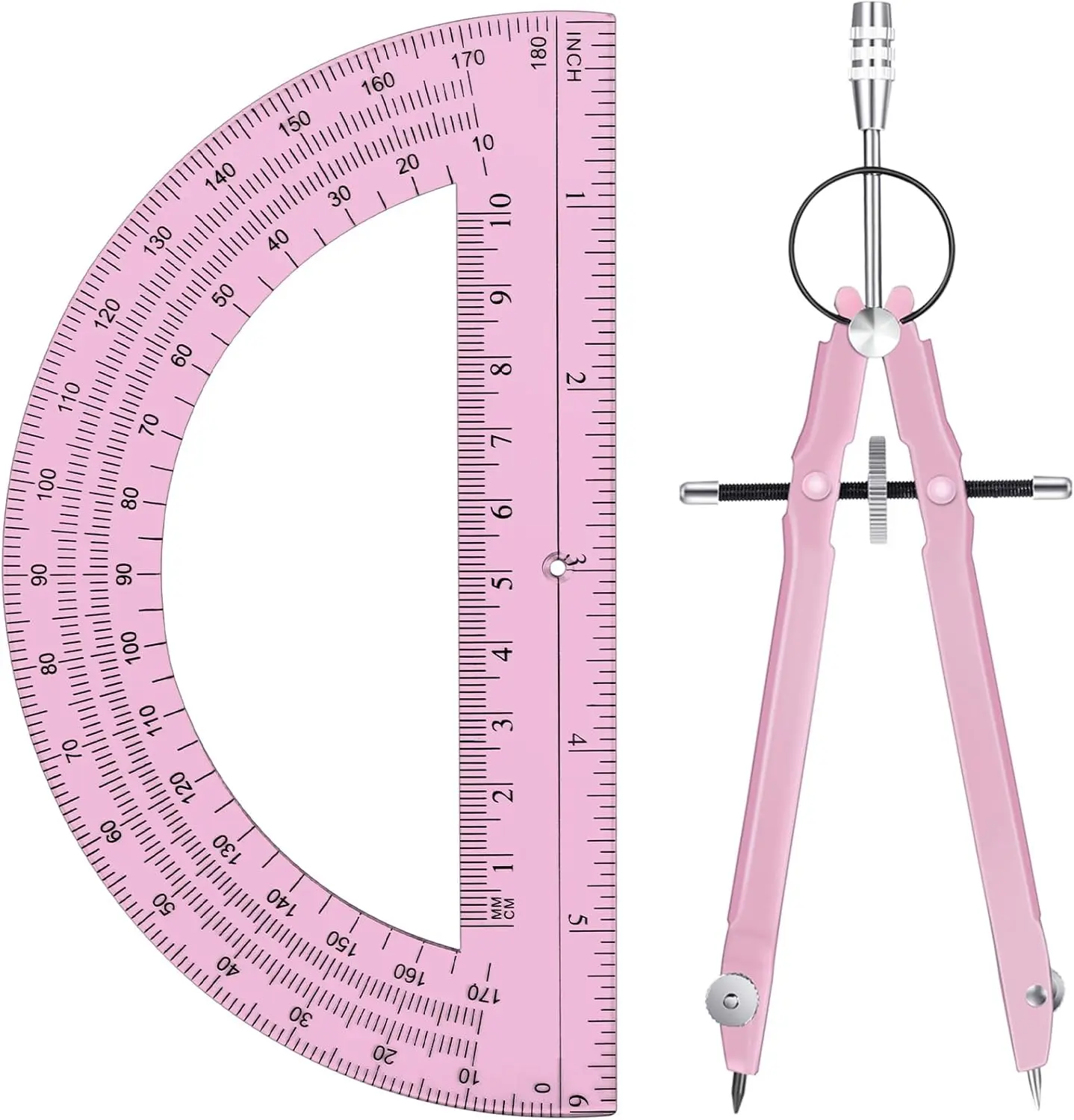 Student Geometry Set: Metal Compass & 6" Clear Protractor, Pink
Student Geometry Set: Metal Compass & 6" Clear Protractor, Pink