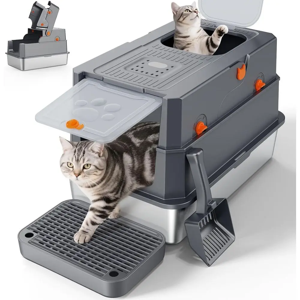 StainlSteel Litter Box with Lid, Large Enclosed Cat Litter Box or Big Cats, Metal Cat Box with High Sided Enclosure & Scoop, ron
StainlSteel Litter Box with Lid, Large Enclosed Cat Litter Box or Big Cats, Metal Cat Box with High Sided Enclosure & Scoop, ron