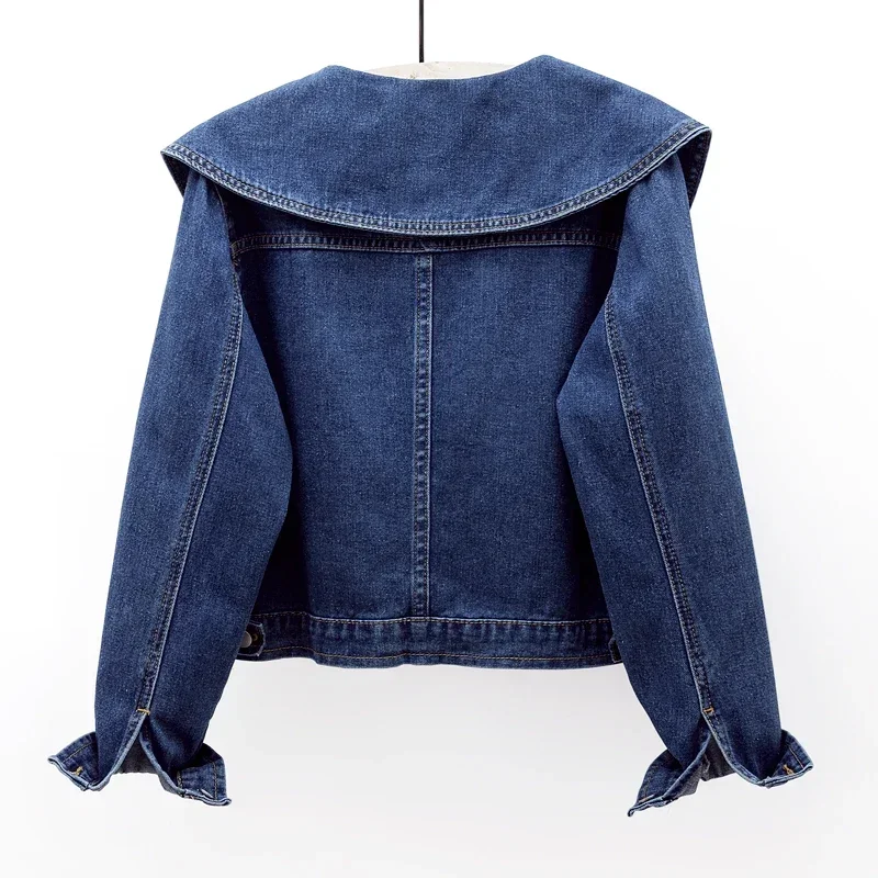 Sailor Collar Big Pocket Denim Jacket Coat Women Loose Short Student Cowboy Outerwear Spring Autumn Vintage Jeans Jacket Female
Sailor Collar Big Pocket Denim Jacket Coat Women Loose Short Student Cowboy Outerwear Spring Autumn Vintage Jeans Jacket Female