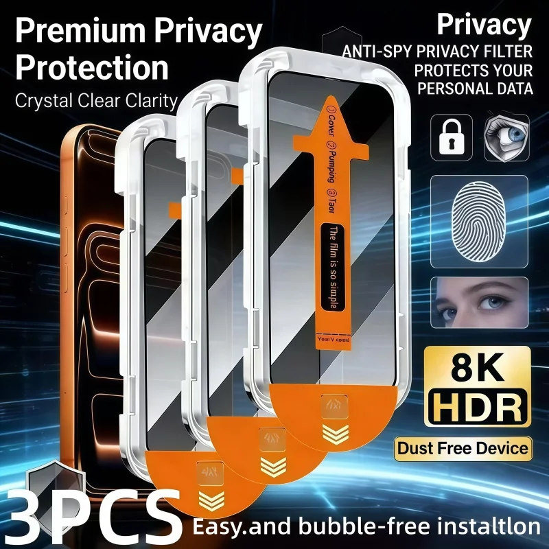 3PCS Anti-Peeping Tempered Glass For iPhone17 16 15 14 13 12 11 Pro Max 17Air 12 13Mini 14 15 16Plus XR Privacy Screen Protector
3PCS Anti-Peeping Tempered Glass For iPhone17 16 15 14 13 12 11 Pro Max 17Air 12 13Mini 14 15 16Plus XR Privacy Screen Protector