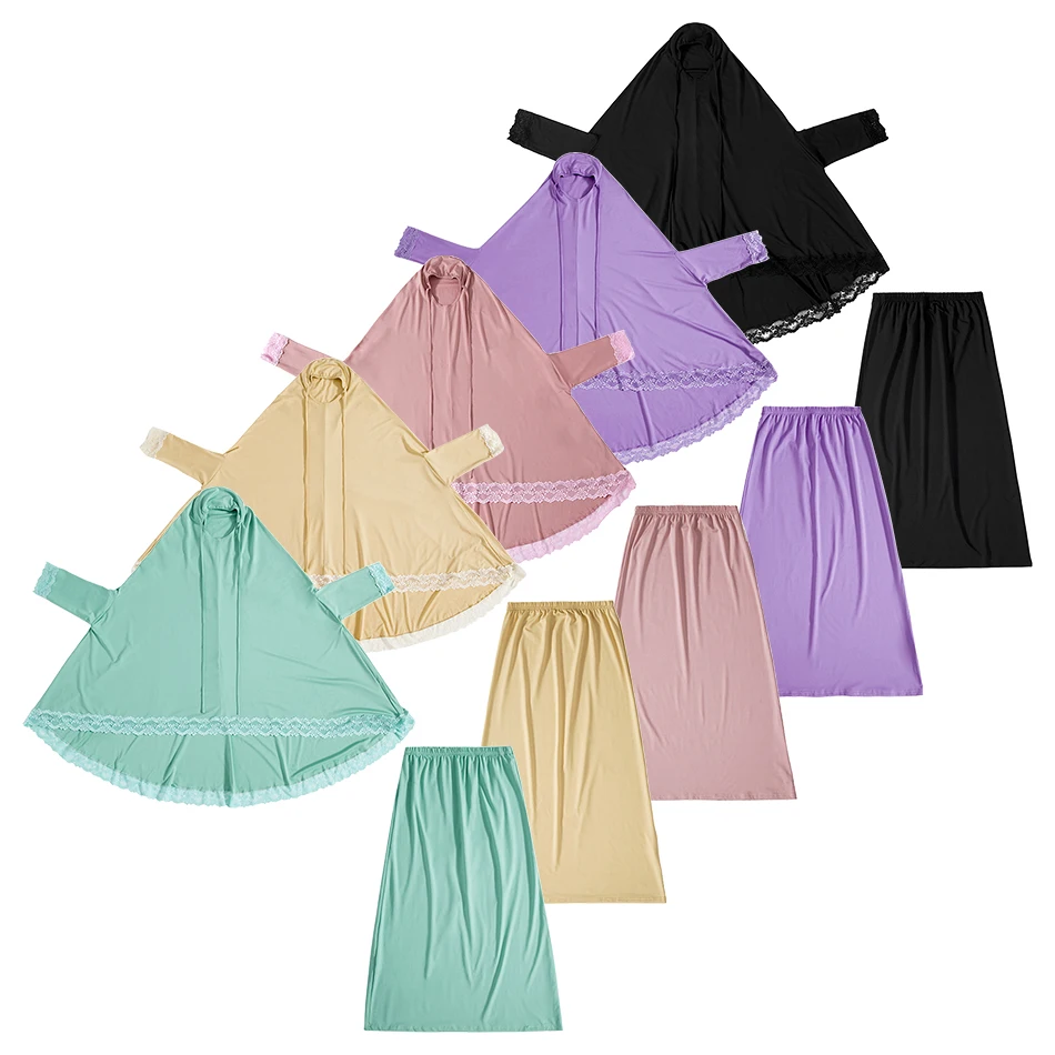 Girls Muslim Lace Batwing Sleeve Dress Skirt Set Two Piece Outfit Flared Hem Long Sleeve Stretch Elastic Modest Party Wear 2025
Girls Muslim Lace Batwing Sleeve Dress Skirt Set Two Piece Outfit Flared Hem Long Sleeve Stretch Elastic Modest Party Wear 2025