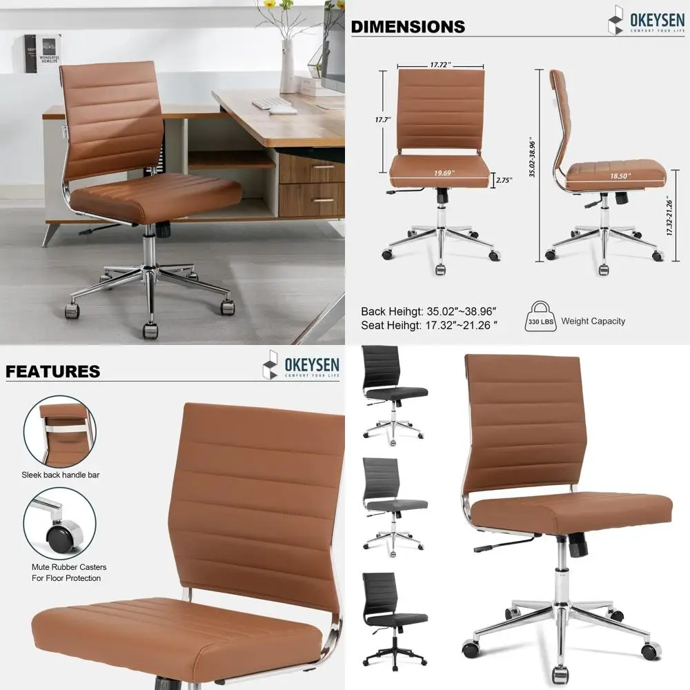 Эргономичное офисное кресло с регулировкой высоты, из искусственной кожи, современный дизайн для домашнего офиса и небольших конференц-залов
Эргономичное офисное кресло с регулировкой высоты, из искусственной кожи, современный дизайн для домашнего офиса и небольших конференц-залов