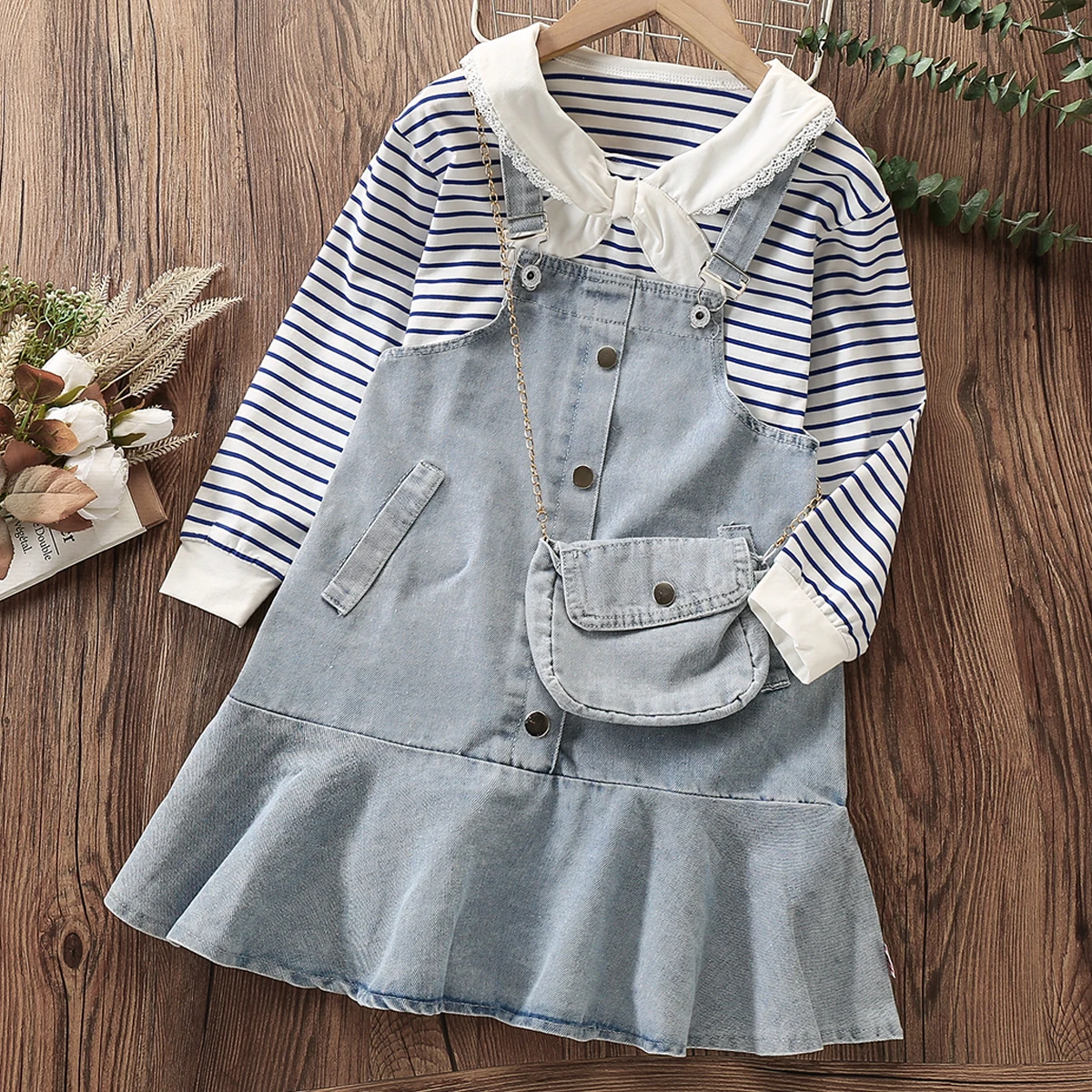 School Uniform Kids Outfits Suits for Girls Denim Sets Children Clothes T-shirt & Dress 2pcs Teenager Costumes 4 6 8 10 12 Years
School Uniform Kids Outfits Suits for Girls Denim Sets Children Clothes T-shirt & Dress 2pcs Teenager Costumes 4 6 8 10 12 Years