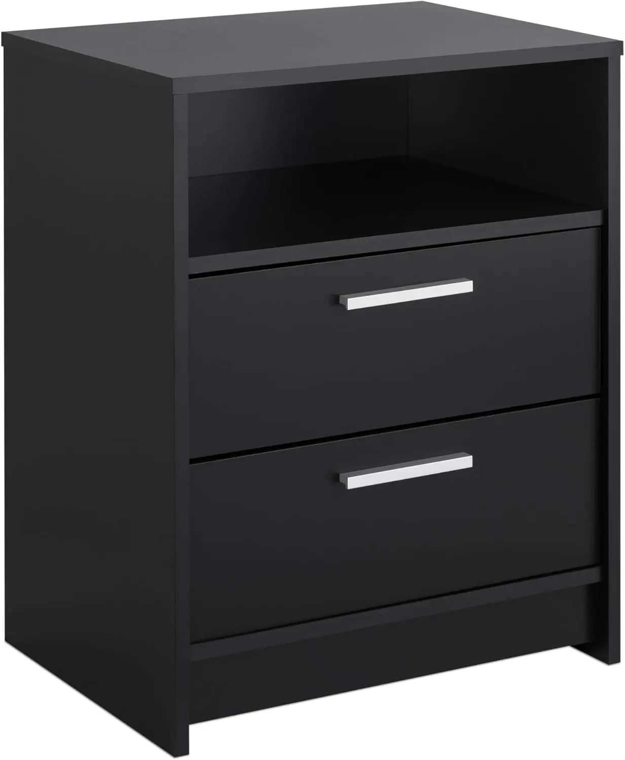 Two Drawer Nightstand, 16" D X 21.25" W x 26.25" H, Essential Black
Two Drawer Nightstand, 16" D X 21.25" W x 26.25" H, Essential Black