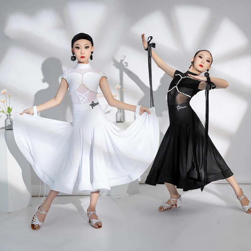 New Pearl Ballroom Dance Dress Girls Women National Standard Dance Performance Costume White Black Competition Dress BL13994
New Pearl Ballroom Dance Dress Girls Women National Standard Dance Performance Costume White Black Competition Dress BL13994