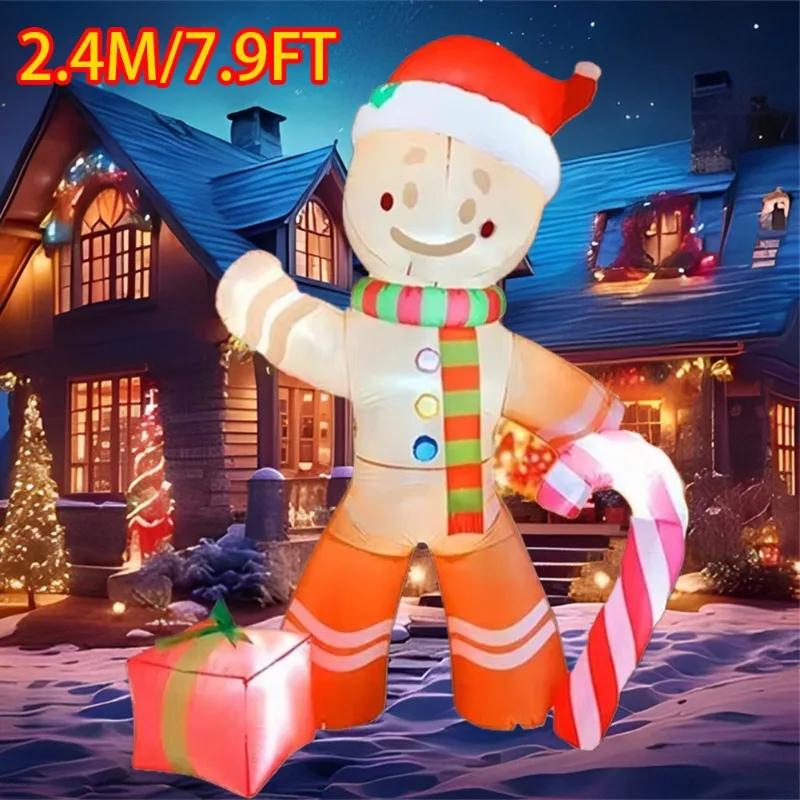 Gingerbread Man with Gift 8FT Christmas Decorations Inflatable Toys LED Lights Inflated Model Toy Outdoors Xmas Party Yard Props
Gingerbread Man with Gift 8FT Christmas Decorations Inflatable Toys LED Lights Inflated Model Toy Outdoors Xmas Party Yard Props