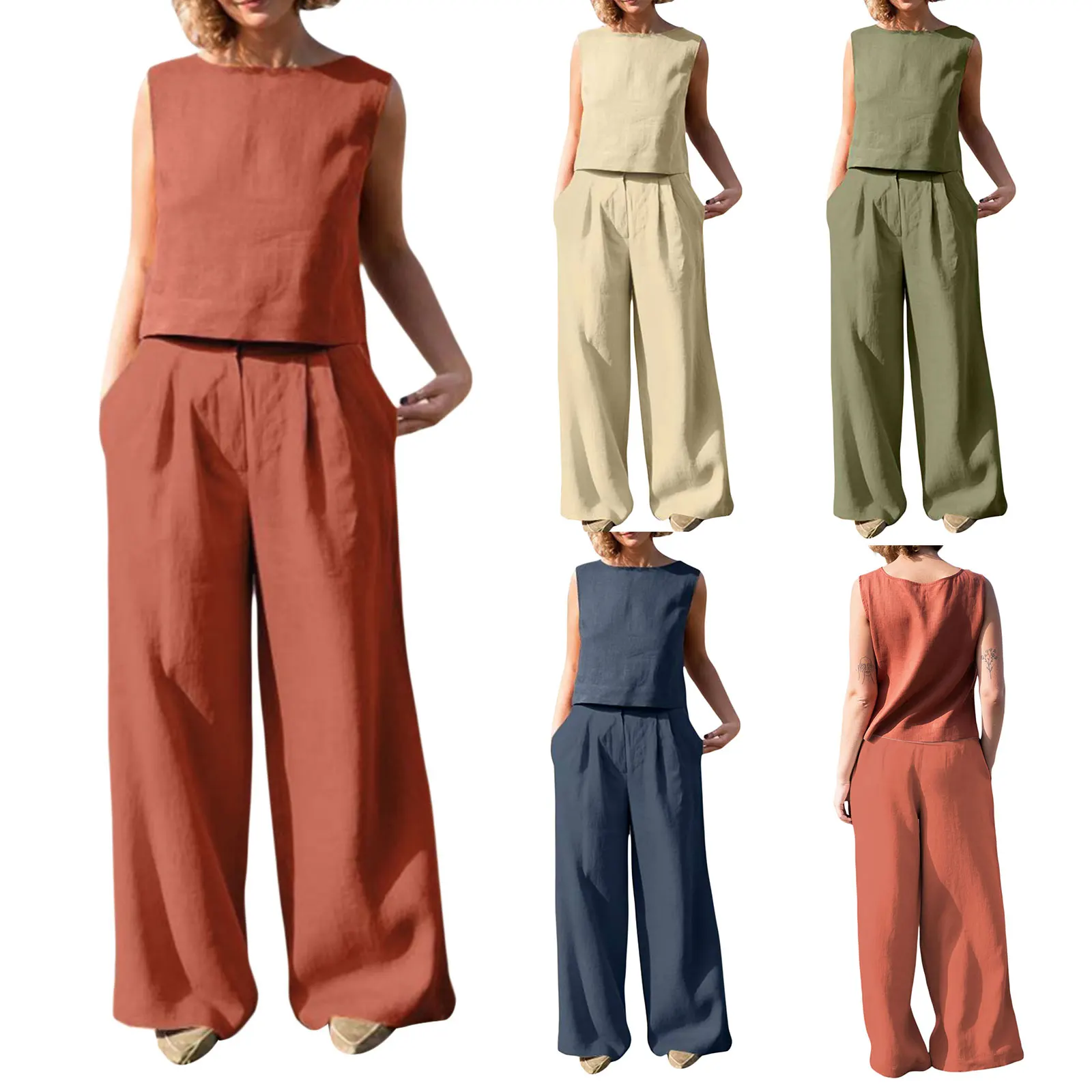 Summer Women Fashion Sleeveless Jumpsuits Ladies Solid Color Bodysuit Holiday Casual Wide Leg Loose Long Pants Trousers
Summer Women Fashion Sleeveless Jumpsuits Ladies Solid Color Bodysuit Holiday Casual Wide Leg Loose Long Pants Trousers