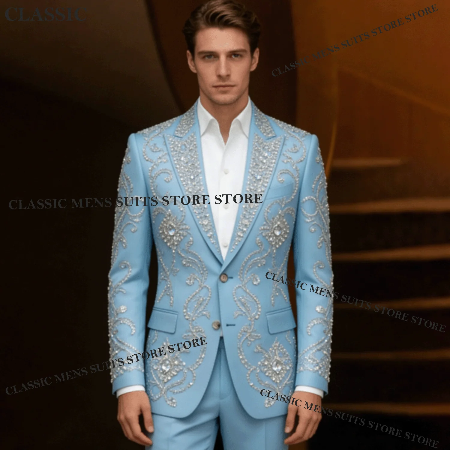 Customized Crystal Embroidery Men Suit 2 Pieces Sets Male Party Blazers Elegant Groom Evening Tuxedos Slim Crystal Costume Homme
Customized Crystal Embroidery Men Suit 2 Pieces Sets Male Party Blazers Elegant Groom Evening Tuxedos Slim Crystal Costume Homme