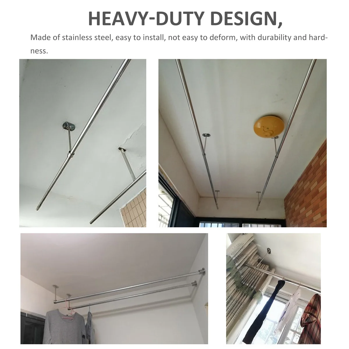 2pcs Balcony Hanger Stainless Steel Ceiling Mount Rod Bracket For Shower Closet Storage Cabinet Bathroom Accessory
2pcs Balcony Hanger Stainless Steel Ceiling Mount Rod Bracket For Shower Closet Storage Cabinet Bathroom Accessory