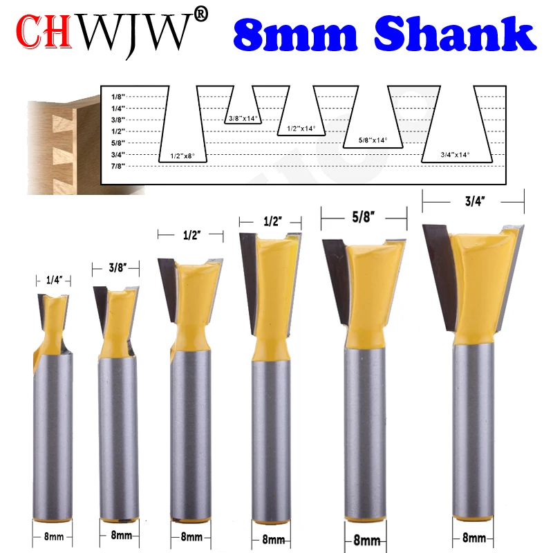 CHWJW 1PC 8mm Shank High Quality Industry Standard Dovetail Router Bit Cutter wood working
CHWJW 1PC 8mm Shank High Quality Industry Standard Dovetail Router Bit Cutter wood working