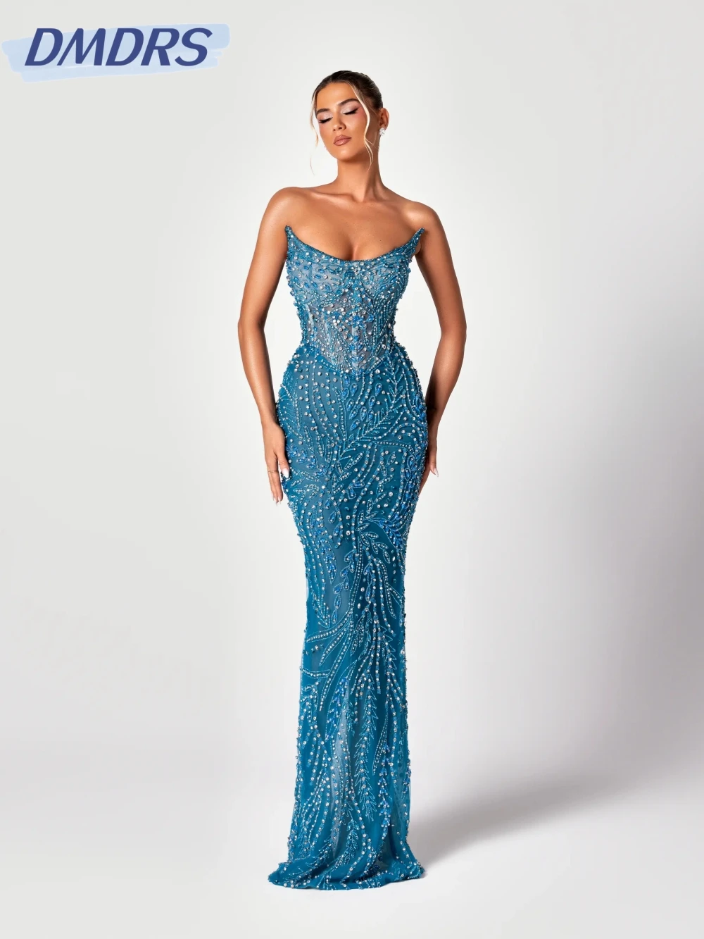 Gorgeous Sparkly Embroidery Crystal Evening Dress Stunning Strapless Long Wedding Party Gown Customized Graceful Prom Dresses
Gorgeous Sparkly Embroidery Crystal Evening Dress Stunning Strapless Long Wedding Party Gown Customized Graceful Prom Dresses