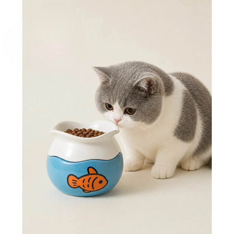 Creative Fish Tank Bowl, Pet Slow Food Bowl, Ceramic Large-diameter Neck Protection, Not Overturned, Drinking Cat
Creative Fish Tank Bowl, Pet Slow Food Bowl, Ceramic Large-diameter Neck Protection, Not Overturned, Drinking Cat