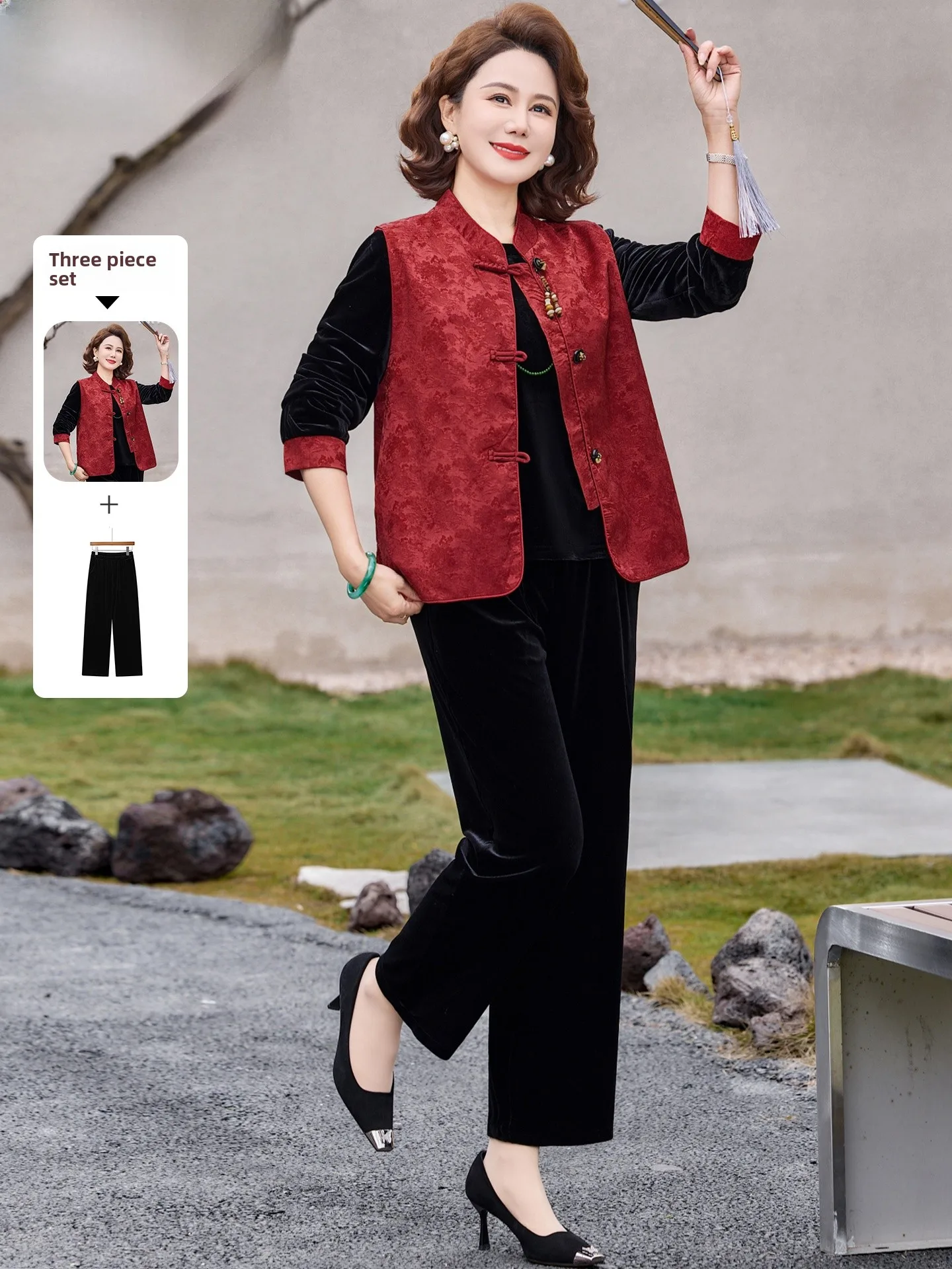 New Chinese Sle Gold Velvet Set for Mom Spring Faion Middle-Aged Women's Jaet Top Wedding Dr Long Pants round Ne
New Chinese Sle Gold Velvet Set for Mom Spring Faion Middle-Aged Women's Jaet Top Wedding Dr Long Pants round Ne