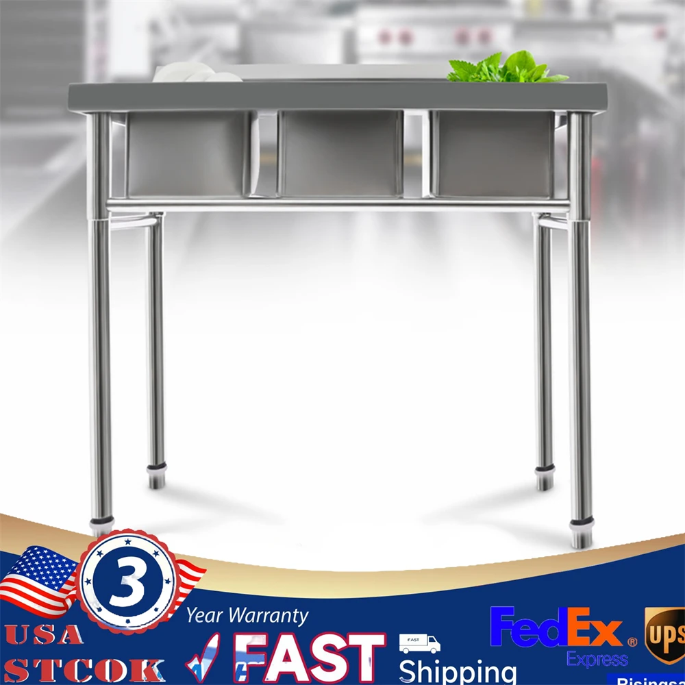 Three 3 Compartment Basins Stainless Steel Commercial Kitchen Restaurant Sink Max. Load-bearing Capacity 200kg
Three 3 Compartment Basins Stainless Steel Commercial Kitchen Restaurant Sink Max. Load-bearing Capacity 200kg