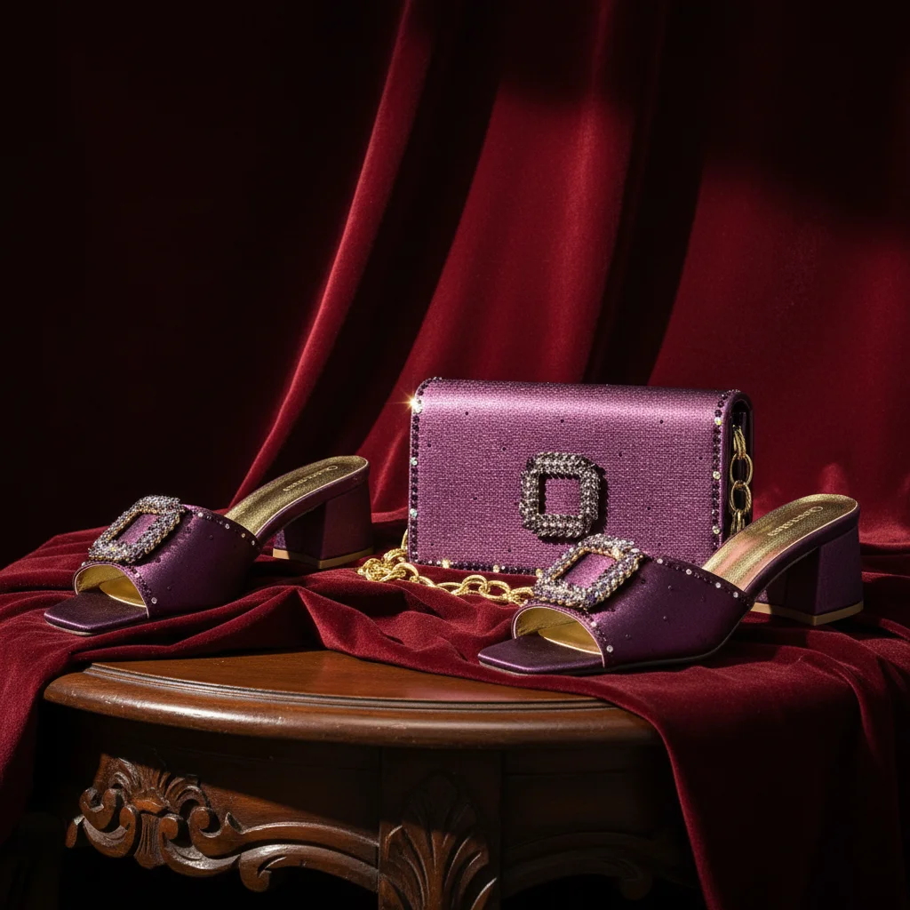 Elegant Women Heels for Peep Toe Good Material Design Rhinestone Purple Sandals Italian Shoes and Bags Matching Set 2026
Elegant Women Heels for Peep Toe Good Material Design Rhinestone Purple Sandals Italian Shoes and Bags Matching Set 2026