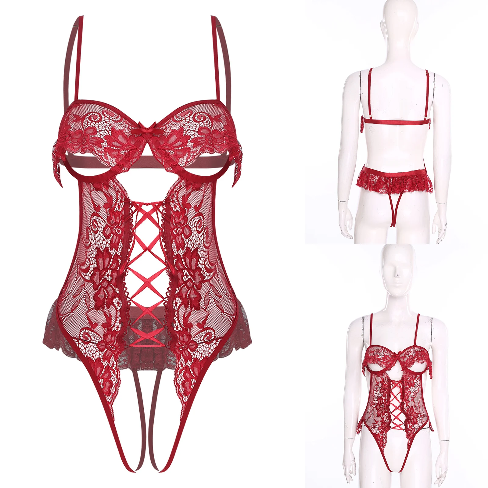 Женское прозрачное кружевное боди с цветочным узором, открытые чашечки, без швов, с оборками, соблазнительная ночная рубашка для медового месяца и свадебной ночи
Женское прозрачное кружевное боди с цветочным узором, открытые чашечки, без швов, с оборками, соблазнительная ночная рубашка для медового месяца и свадебной ночи