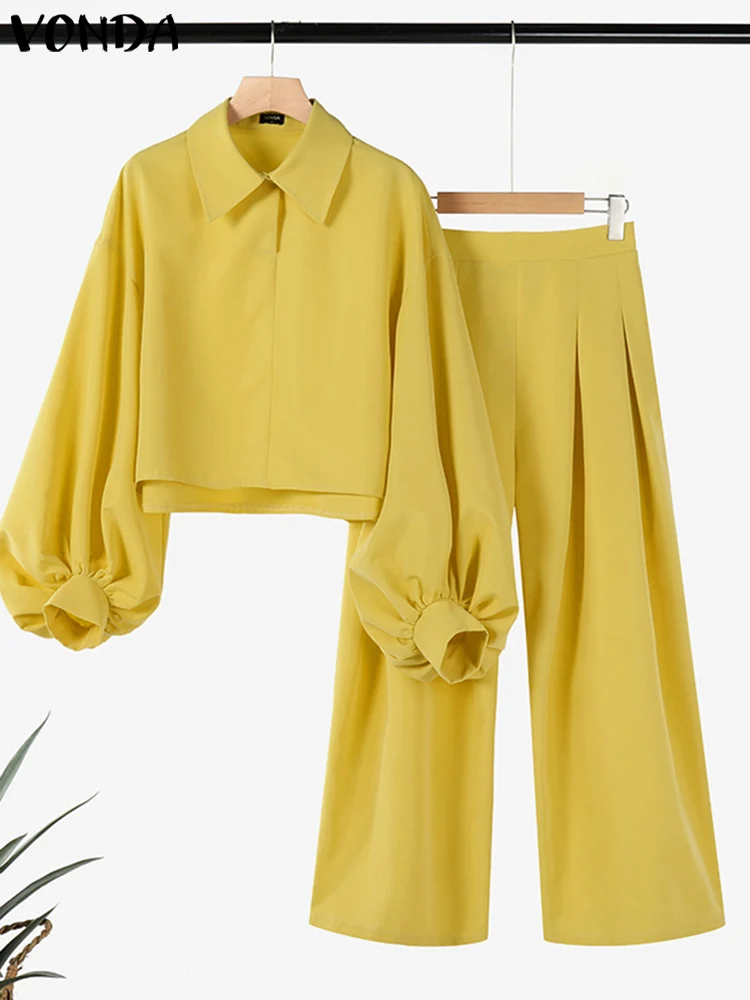 VONDA Women Elegant Sets Casual Loose Turn-down Collar Tops Elastic Waist Pant Outfits 2025 Women Pants Suits Oversized 2pcs 
VONDA Women Elegant Sets Casual Loose Turn-down Collar Tops Elastic Waist Pant Outfits 2025 Women Pants Suits Oversized 2pcs
