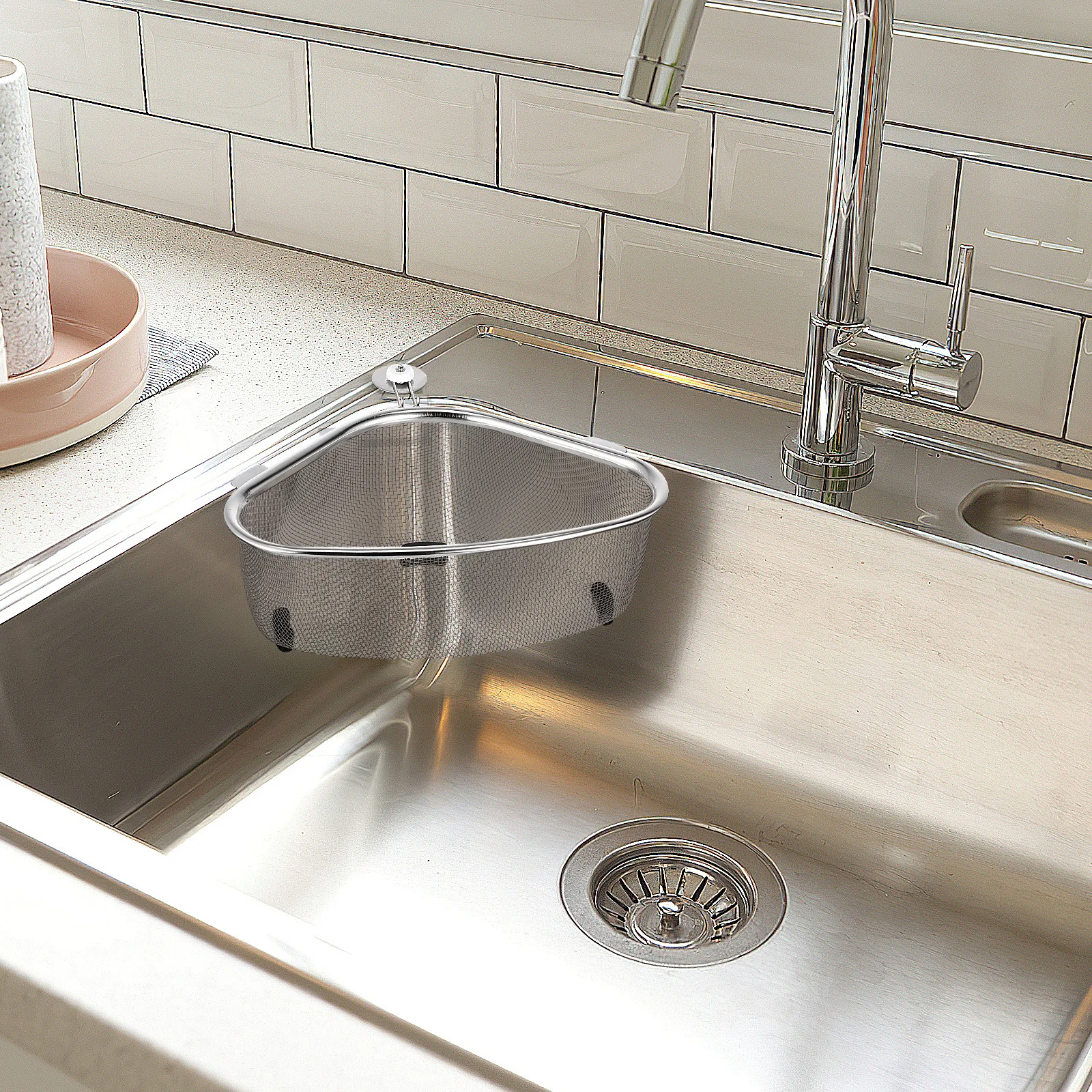 Triangle Sink Drain Basket Stainless Steel Corner Strainer for Kitchen Sink Storage Drying Rack Space Saving Filter Drainer
Triangle Sink Drain Basket Stainless Steel Corner Strainer for Kitchen Sink Storage Drying Rack Space Saving Filter Drainer