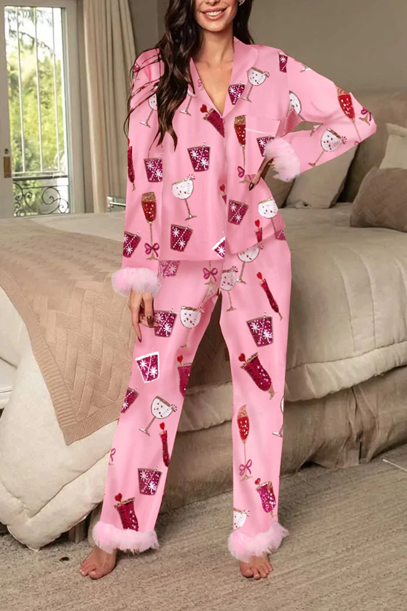 New Women 2 Piece Lounge Set Long Sleeve Lapel Goblet Print Shirt Pants Sleepwear Sets Skin Friendly Hot Sale S-XL
New Women 2 Piece Lounge Set Long Sleeve Lapel Goblet Print Shirt Pants Sleepwear Sets Skin Friendly Hot Sale S-XL