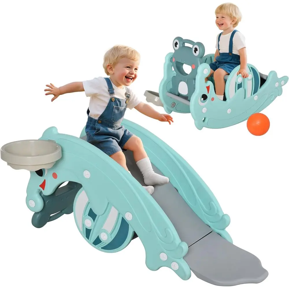 Portable 3-in-1 Slide, Rocking Horse with Basketball Hoop, Suitable for Ages 1.5-3, Mint Green
Portable 3-in-1 Slide, Rocking Horse with Basketball Hoop, Suitable for Ages 1.5-3, Mint Green