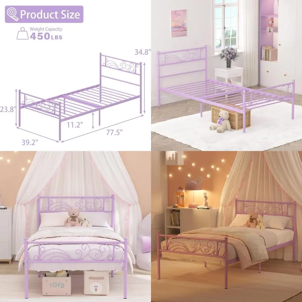 Purple Princess Metal Twin Bed Frame with Headboard, No Box Spring Needed, Heavy Duty Slats, Easy Assembly for Kids and Adults
Purple Princess Metal Twin Bed Frame with Headboard, No Box Spring Needed, Heavy Duty Slats, Easy Assembly for Kids and Adults