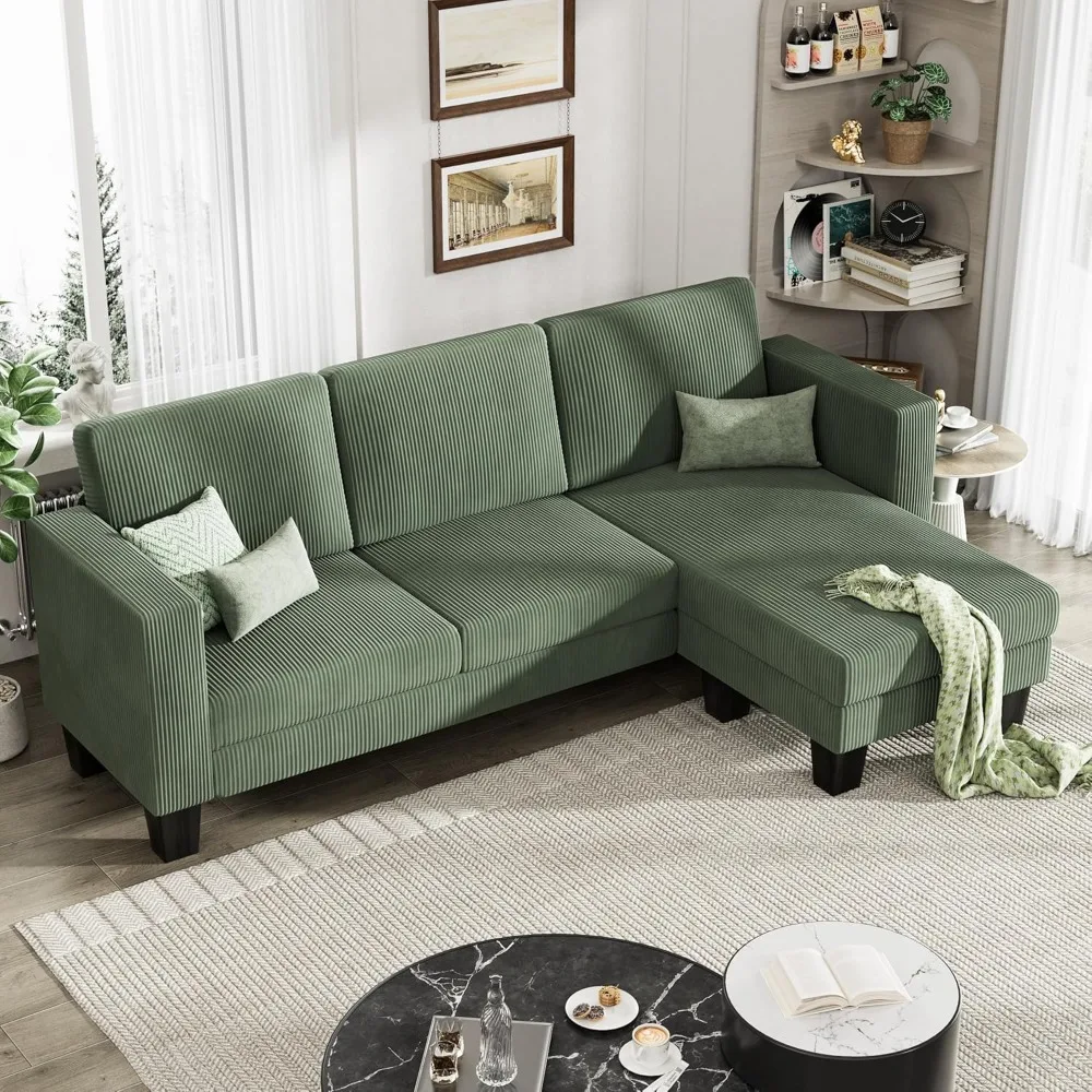 3-Seater L-Shaped Corduroy Sofa with Mobile Footrest for Living Rooms and Apartments
3-Seater L-Shaped Corduroy Sofa with Mobile Footrest for Living Rooms and Apartments