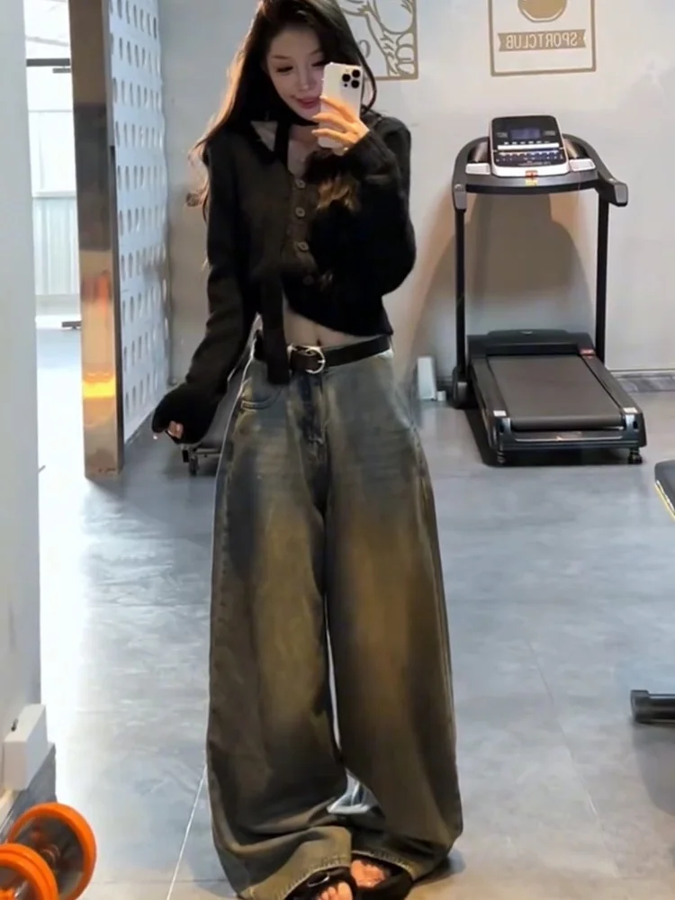 Retro American Washed Velvet High Waist Straight Leg Denim Pants Women's Loose Wide Leg Floor Length Trousers
Retro American Washed Velvet High Waist Straight Leg Denim Pants Women's Loose Wide Leg Floor Length Trousers