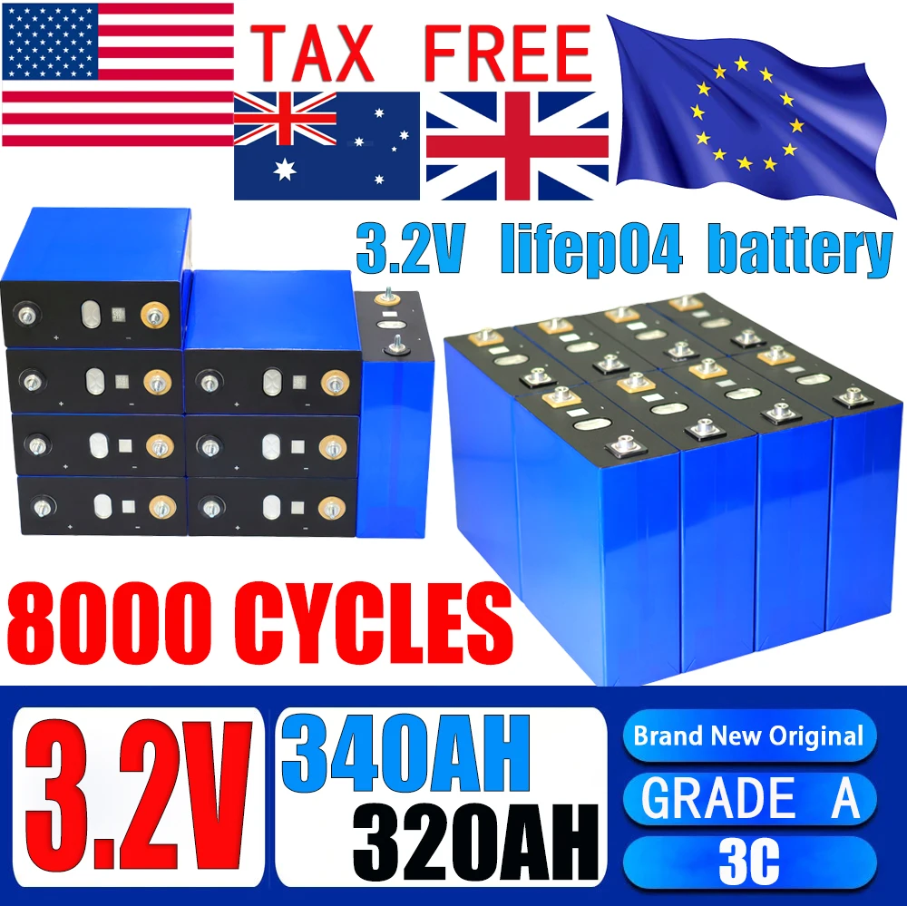10000 cycles New 3.2V 340ah 320ah Lifepo4 battery DIY 12V 24V 48V RV 3C Grade A solar energy marine rechargeable battery No tax 
10000 cycles New 3.2V 340ah 320ah Lifepo4 battery DIY 12V 24V 48V RV 3C Grade A solar energy marine rechargeable battery No tax
