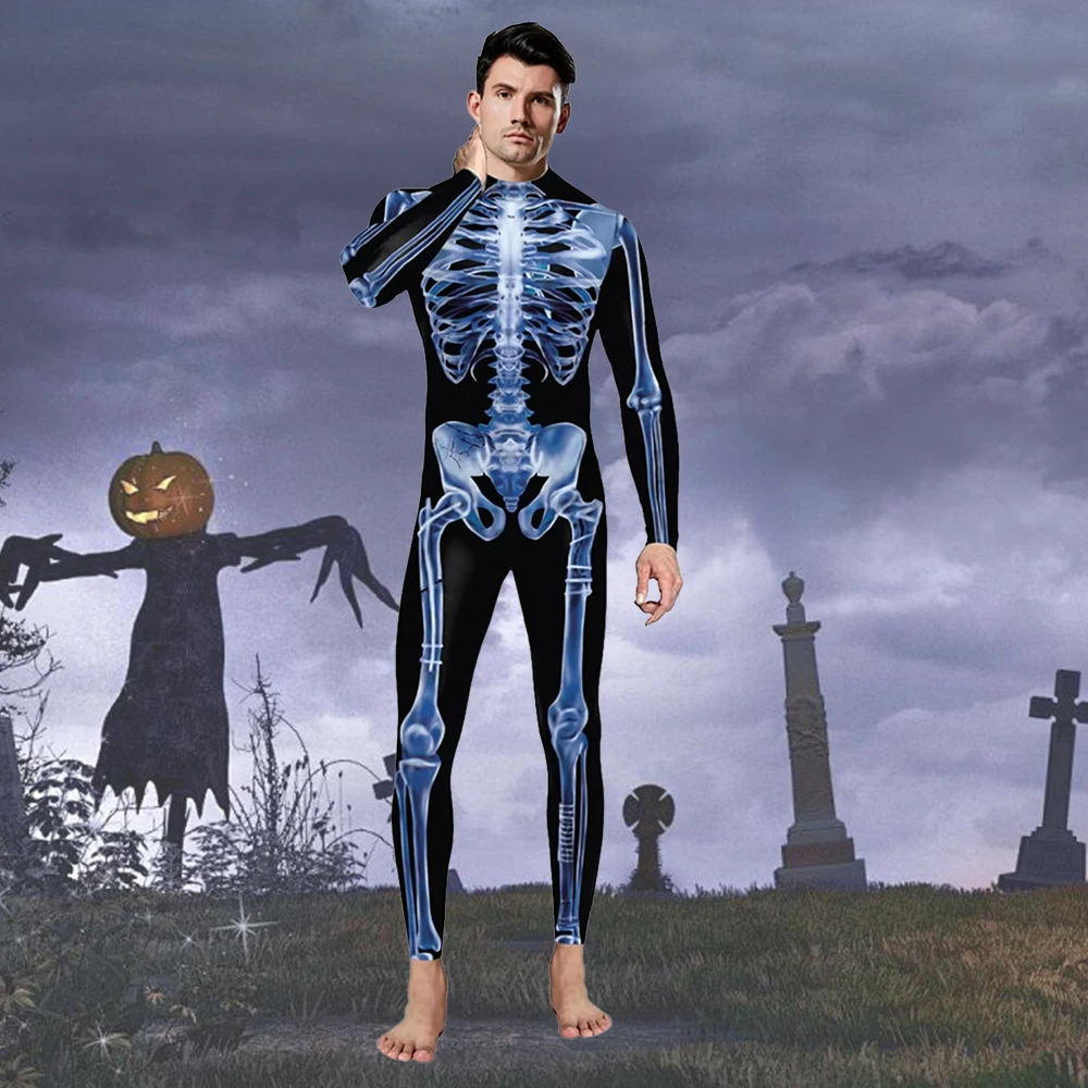 Men Skeleton Jumpsuit Adult Halloween Cosplay Costume Long Sleeve Skinny Catsuit 3D Print Skull Bodysuit Bone Cosplay Outfit
Men Skeleton Jumpsuit Adult Halloween Cosplay Costume Long Sleeve Skinny Catsuit 3D Print Skull Bodysuit Bone Cosplay Outfit