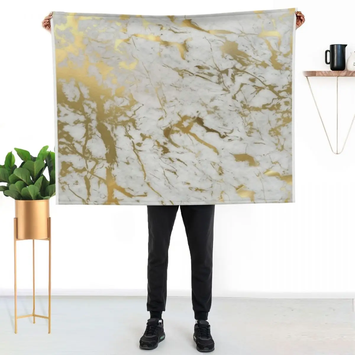 Gold marble on white (original height quality print) Throw Blanket Foldable Soft Warm Blanket for Outdoor Use
Gold marble on white (original height quality print) Throw Blanket Foldable Soft Warm Blanket for Outdoor Use