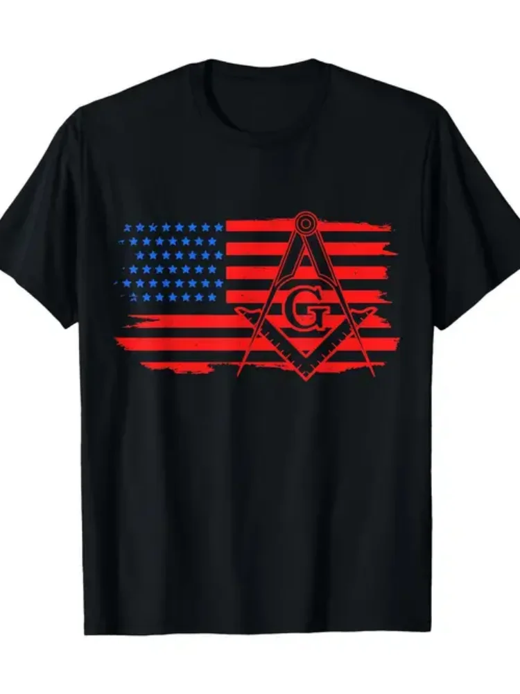 Men'sMasonic US Flag T-Shirt - 100% Cotton, 180g, Short Sleeve, Round Neck, Casual Black Tee with American Flag and Freemason
Men'sMasonic US Flag T-Shirt - 100% Cotton, 180g, Short Sleeve, Round Neck, Casual Black Tee with American Flag and Freemason