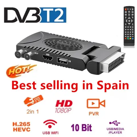 2026 Spain DVB-T2 H.265 1080P HD TDT Europe Terrestrial TV Receiver Decoder EPG Mini Scart for Italy France Poland with YouTube