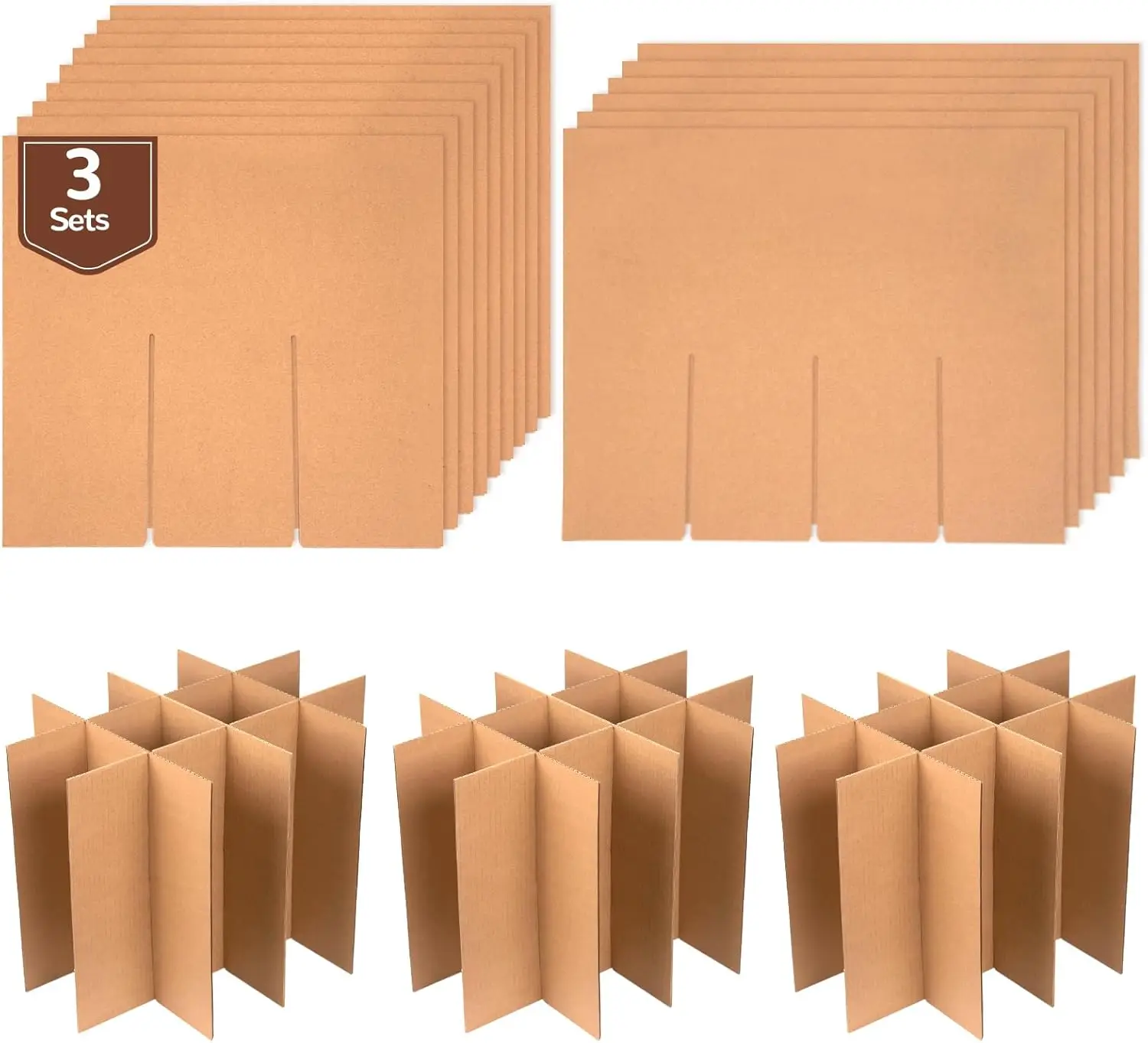 3 Sets Glass Dividers for Moving Boxes Kit, Fits 16x12x12 Inch Box, Corrugated Cardboard Packing Supplies for Dishes and Wine
3 Sets Glass Dividers for Moving Boxes Kit, Fits 16x12x12 Inch Box, Corrugated Cardboard Packing Supplies for Dishes and Wine