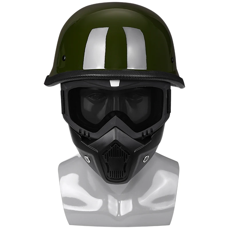 German Retro Style Motorcycle Half Helmet 108 Camouflage Green Face Mask Integrated Windshield Four Seasons Available
German Retro Style Motorcycle Half Helmet 108 Camouflage Green Face Mask Integrated Windshield Four Seasons Available