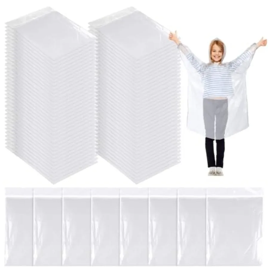 80 Pcs Disposable Rain Ponchos for Bulk Thicker Emergency Plastic Raincoats with Drawstring Hood Elastic Sleeves
80 Pcs Disposable Rain Ponchos for Bulk Thicker Emergency Plastic Raincoats with Drawstring Hood Elastic Sleeves