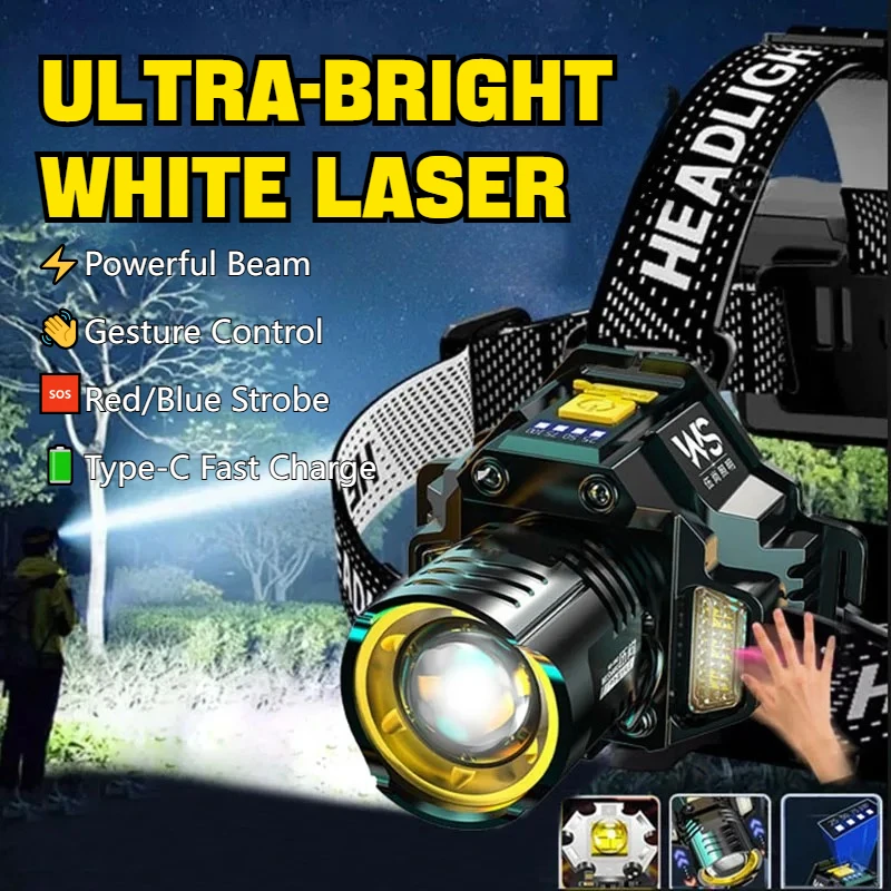 Мощный светодиодный налобный фонарь, белый лазерный предупредительный световой сигнал, телескопический зум, перезаряжаемый, водонепроницаемый, для горнодобывающей рыбалки, аварийный инструмент
Мощный светодиодный налобный фонарь, белый лазерный предупредительный световой сигнал, телескопический зум, перезаряжаемый, водонепроницаемый, для горнодобывающей рыбалки, аварийный инструмент