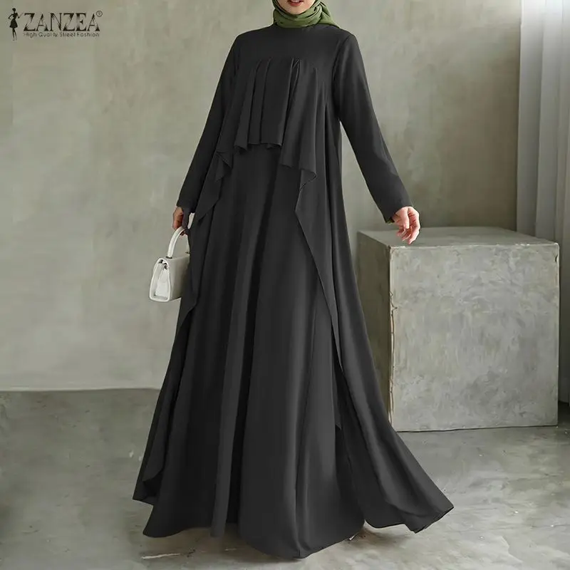 Fashion Muslim Abaya Dress ZANZEA Women Stylish Ruffled Maxi Dresses Long Sleeve Solid Loose Dubai Sundress Kaftan Ramadan Robe
Fashion Muslim Abaya Dress ZANZEA Women Stylish Ruffled Maxi Dresses Long Sleeve Solid Loose Dubai Sundress Kaftan Ramadan Robe