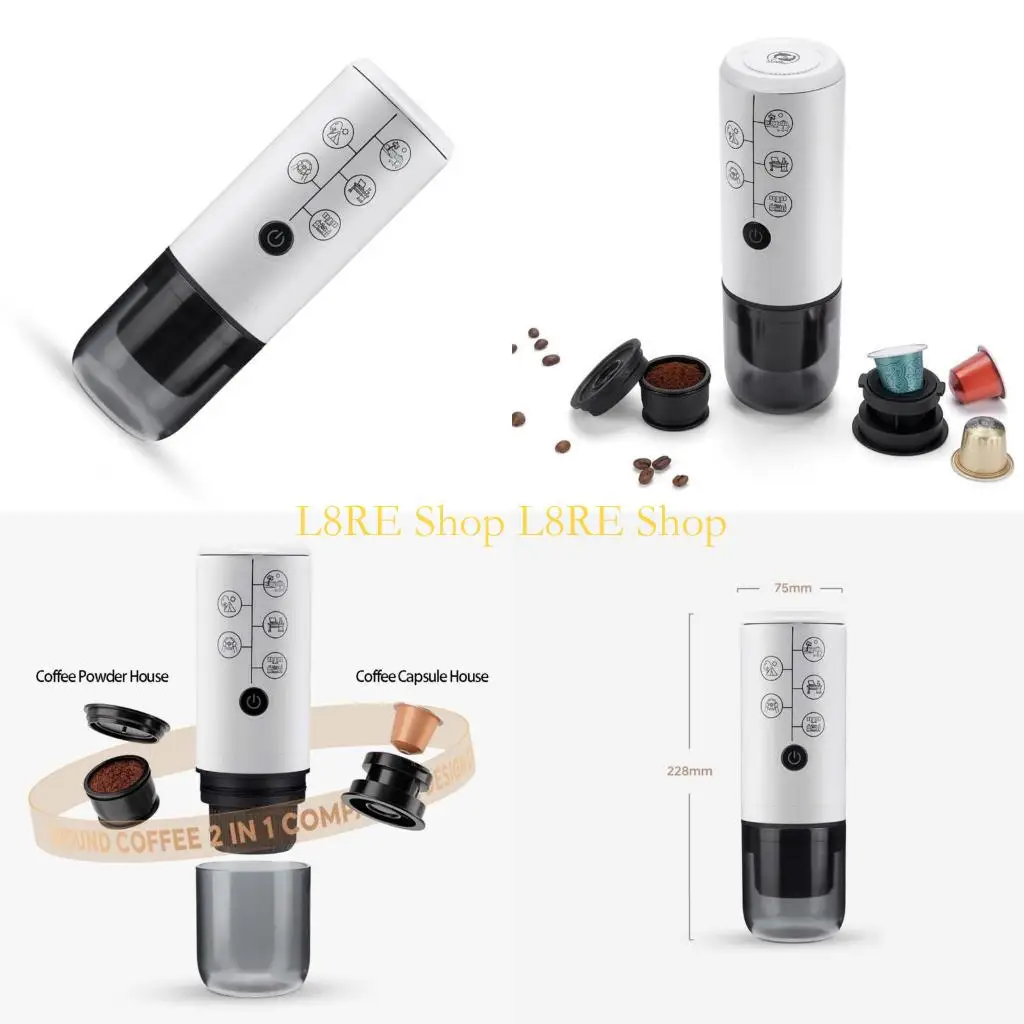 L8RE Travel Friendly Espresso Machine Wireless and Rechargeable Coffee Pods Machine Plastic Texture Perfect for Quick Brewing
L8RE Travel Friendly Espresso Machine Wireless and Rechargeable Coffee Pods Machine Plastic Texture Perfect for Quick Brewing