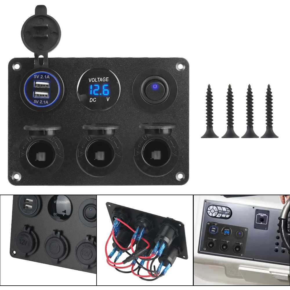 For Car Marine RV Toggle Switch Dual USB Charger LED Voltmeter 4.2A Cigarette Lighter Plug Socket Power Outlet 12V Multi Panel
For Car Marine RV Toggle Switch Dual USB Charger LED Voltmeter 4.2A Cigarette Lighter Plug Socket Power Outlet 12V Multi Panel