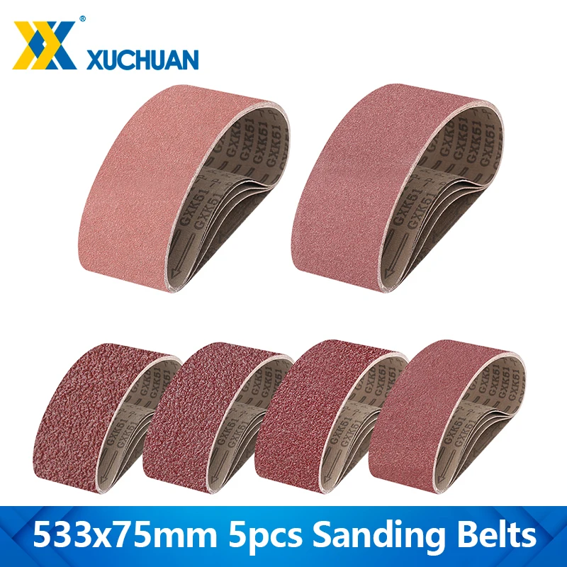 5pcs 533x75mm Sanding Belts 40-150 Grit Wood Soft Metal Polishing Sandpaper Abrasive Bands For Belt Sander Abrasive Tool
5pcs 533x75mm Sanding Belts 40-150 Grit Wood Soft Metal Polishing Sandpaper Abrasive Bands For Belt Sander Abrasive Tool