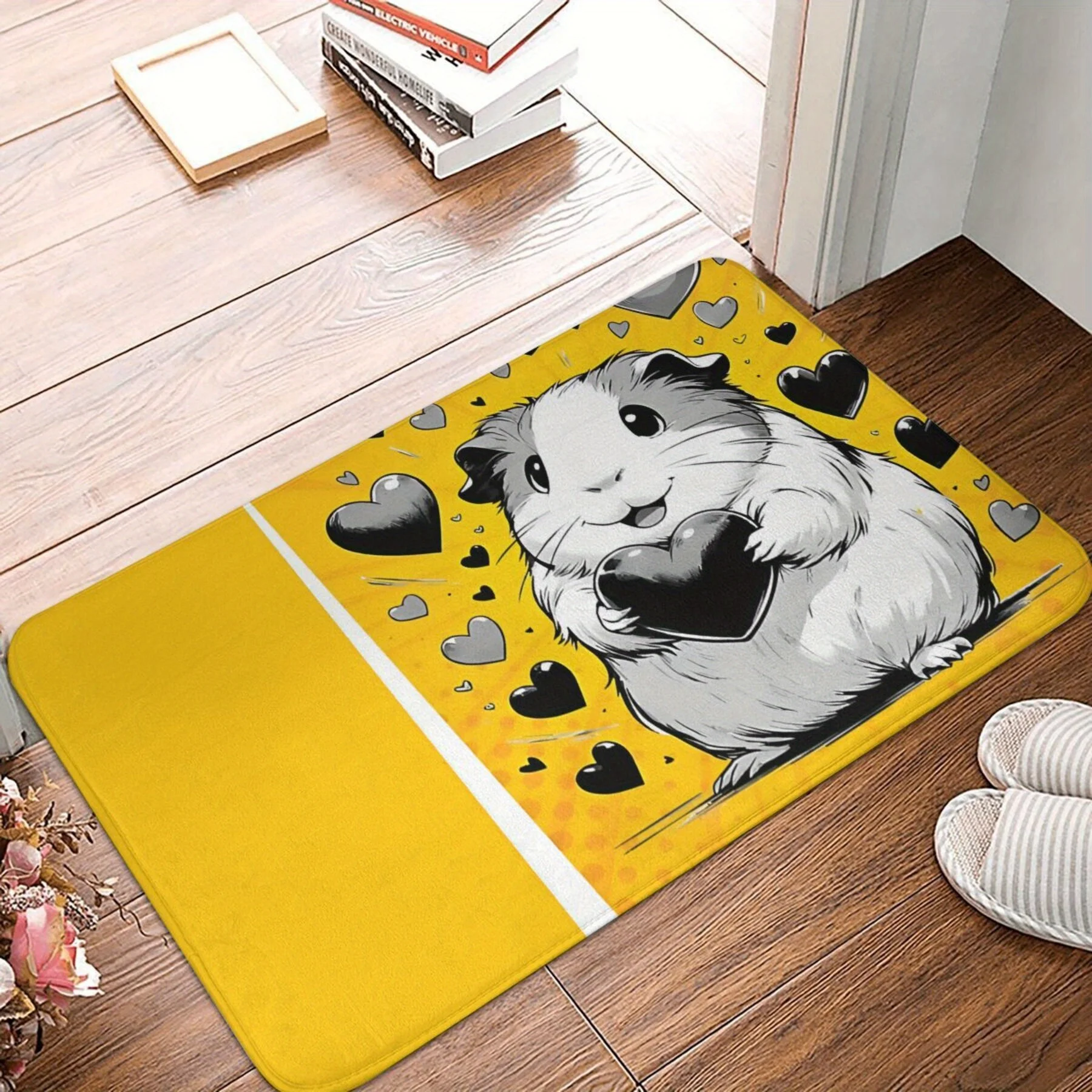 Cute Cartoon Guinea Pig Holding Heart Door Mat, Funny Pet Animal Print Non-Slip Floor Rug for Entryway Bathroom Kids Room Home
Cute Cartoon Guinea Pig Holding Heart Door Mat, Funny Pet Animal Print Non-Slip Floor Rug for Entryway Bathroom Kids Room Home