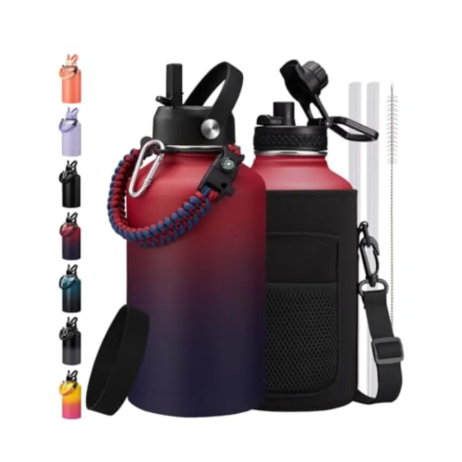 Water Bottle with Straw - Auto Spout Lid, Keep Cold 48H and Hot 24H, Wide Mouth Half Gallon Insulated Water Bottle, Stainless S
Water Bottle with Straw - Auto Spout Lid, Keep Cold 48H and Hot 24H, Wide Mouth Half Gallon Insulated Water Bottle, Stainless S