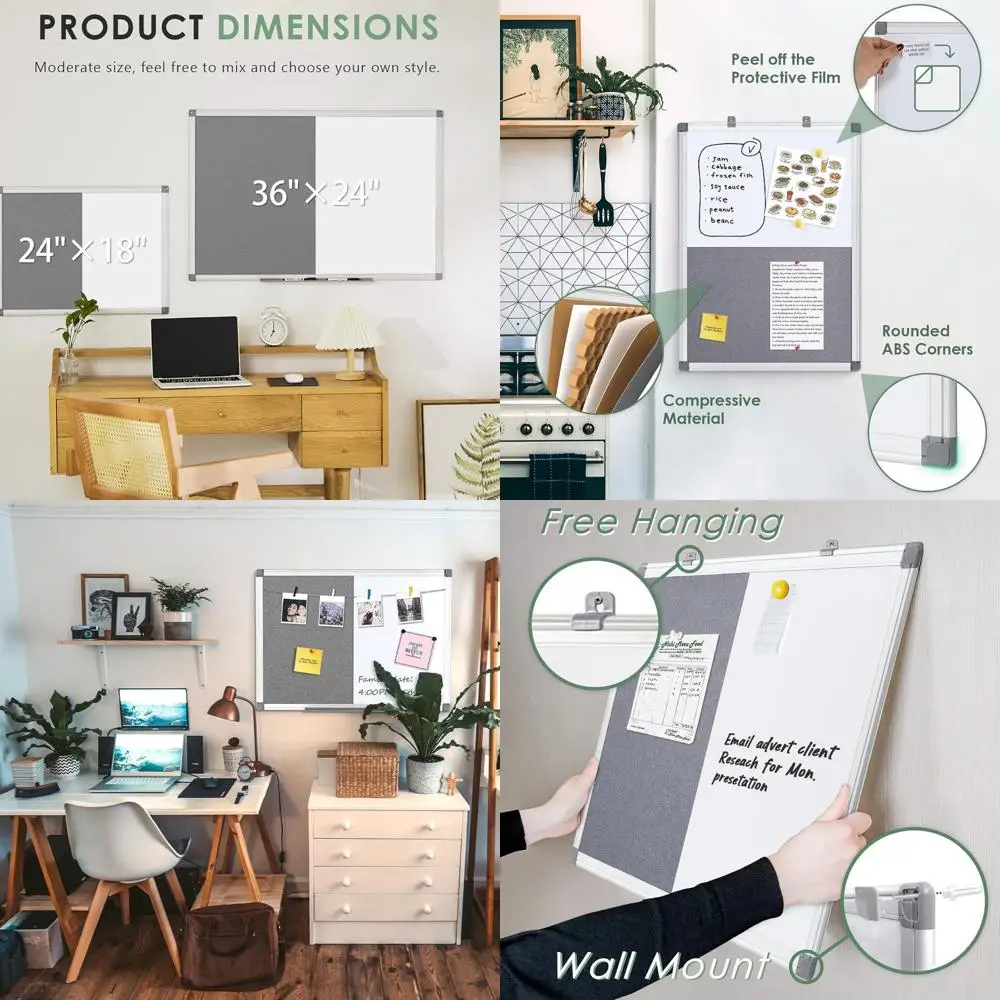 36x24-Inch Magnetic Whiteboard and Fabric Board Combo, Dry Erase and Bulletin Board for Wall Use in Home, School, and Office
36x24-Inch Magnetic Whiteboard and Fabric Board Combo, Dry Erase and Bulletin Board for Wall Use in Home, School, and Office