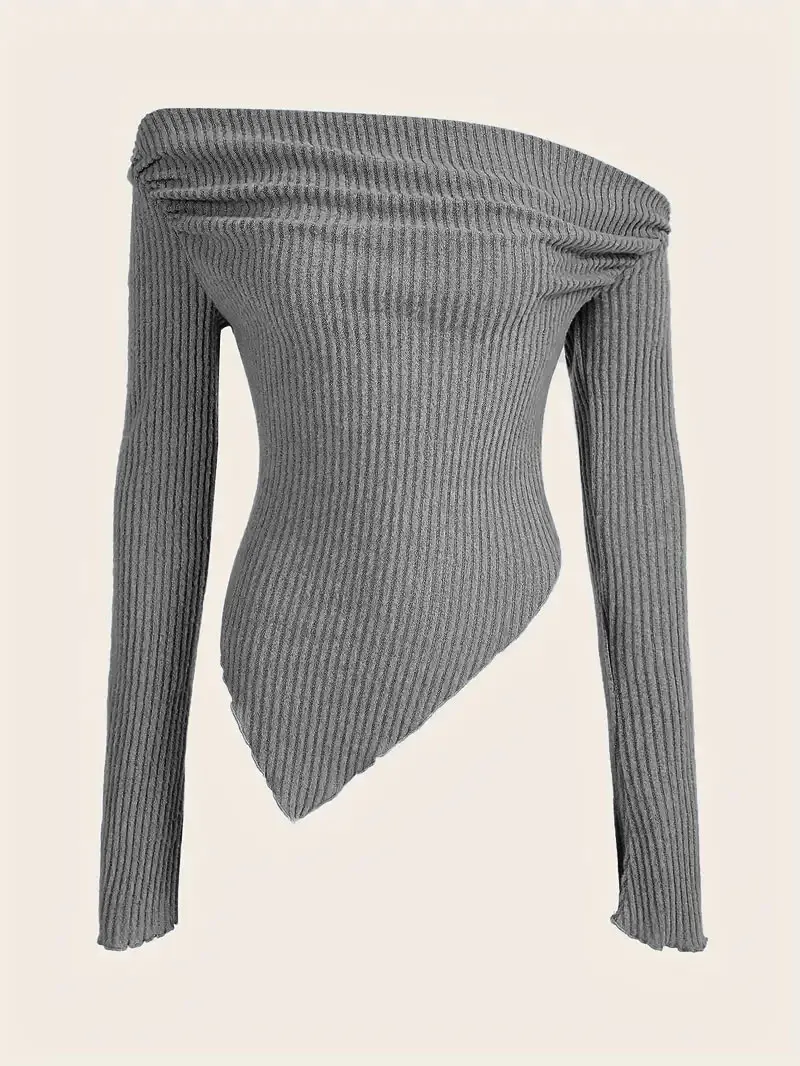 New fashion solid color hot-selling one-length neck women's long-sleeved T-shirt
New fashion solid color hot-selling one-length neck women's long-sleeved T-shirt