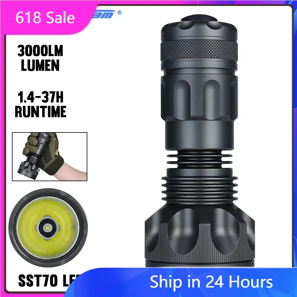 Jetbeam M30 Tactical Flashlight High Power 3000LM Torch with SST70 LED Light for Outdoor Camping
Jetbeam M30 Tactical Flashlight High Power 3000LM Torch with SST70 LED Light for Outdoor Camping