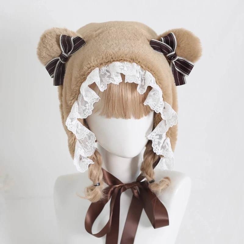 Sweet and Cute Bear Ears Lei Feng Hat Lace Lolita Bow Ear Protection Versatile Plush Winter Brown Hat
Sweet and Cute Bear Ears Lei Feng Hat Lace Lolita Bow Ear Protection Versatile Plush Winter Brown Hat