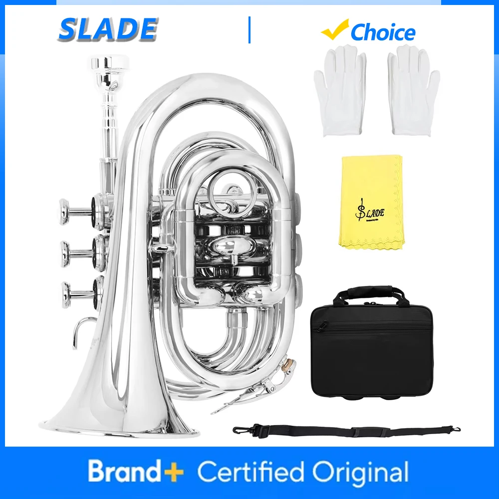 SLADE Bb Pocket Trumpet B Flat Brass Body Professional Wind Instrument with Mouthpiece Gloves Cleaning Cloth Carrying Case
SLADE Bb Pocket Trumpet B Flat Brass Body Professional Wind Instrument with Mouthpiece Gloves Cleaning Cloth Carrying Case
