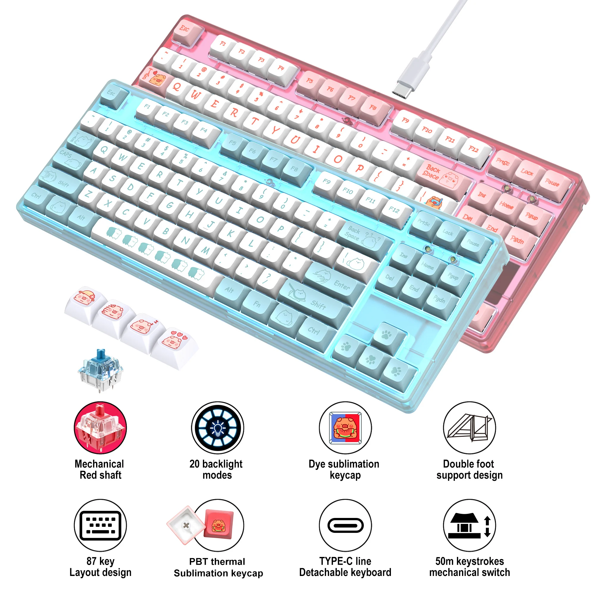 Mechanical Gaming Keyboard LED Backlit 87 Keys Compact TKL Wired Keyboards Desktop Laptop Game Keyboard
Mechanical Gaming Keyboard LED Backlit 87 Keys Compact TKL Wired Keyboards Desktop Laptop Game Keyboard